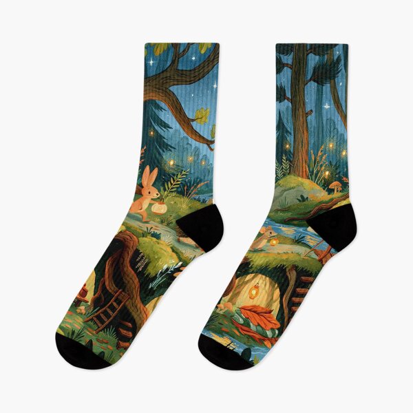 Item preview, Woodland Friends Cozy Moonlit Burrow Beneath the Enchanted Forest Trees designed and sold by UtArt.