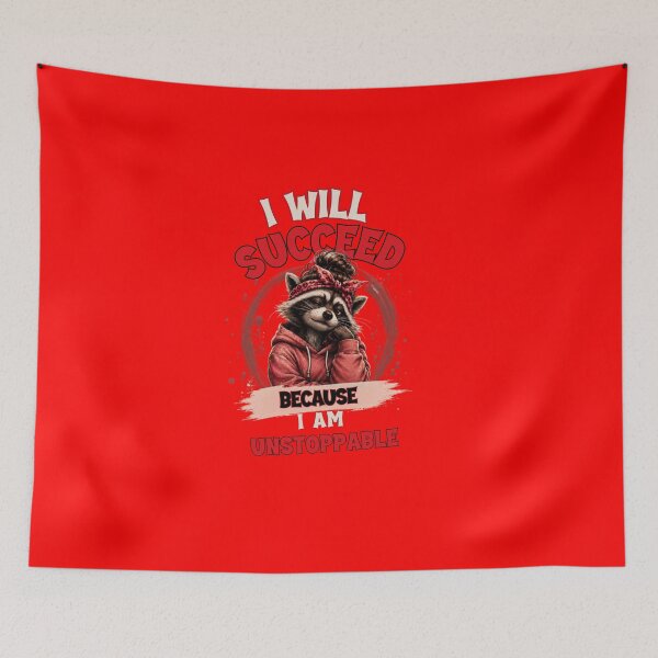 Item preview, I Will Succeed Because I Am Unstoppable Women's Raccoon Design designed and sold by Creative-Sanc.