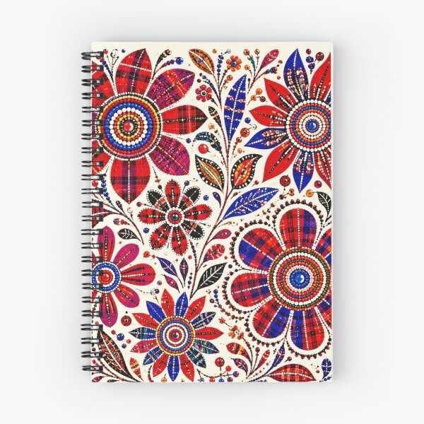Item preview, Maasai Folk Flowers – Red & Blue Beaded Floral Pattern designed and sold by MarekoraStudio.