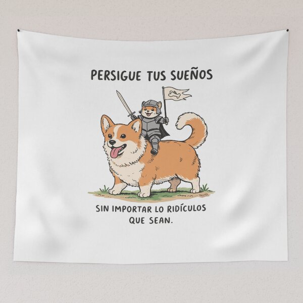 Item preview, Persigue Tus Sueños Knight Cat Corgi Poster designed and sold by Matinez Pink.