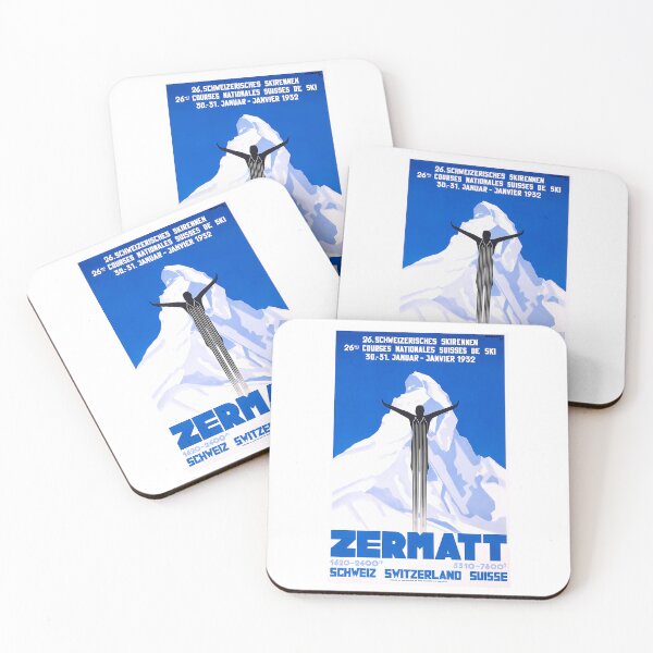 Item preview, 1931 Zermatt Switzerland Ski Travel Poster designed and sold by flamesnejme.