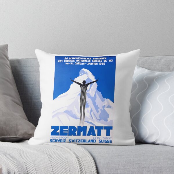 Item preview, 1931 Zermatt Switzerland Ski Travel Poster designed and sold by flamesnejme.