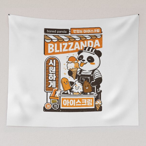 Item preview, Blizzanda Bored Panda Ice Cream Poster designed and sold by Matinez Pink.