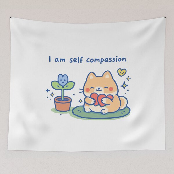 Item preview, I Am Self Compassion Dog Flower Poster designed and sold by Matinez Pink.