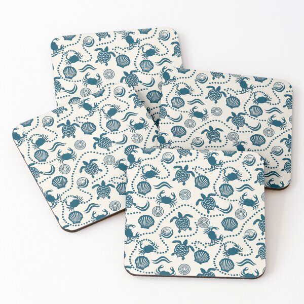 Item preview, Teal Ocean Life Pattern with Sea Turtles Crabs and Waves designed and sold by Kybruno's Creations.