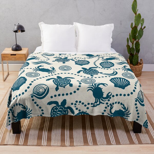 Item preview, Teal Ocean Life Pattern with Sea Turtles Crabs and Waves designed and sold by Kybruno's Creations.