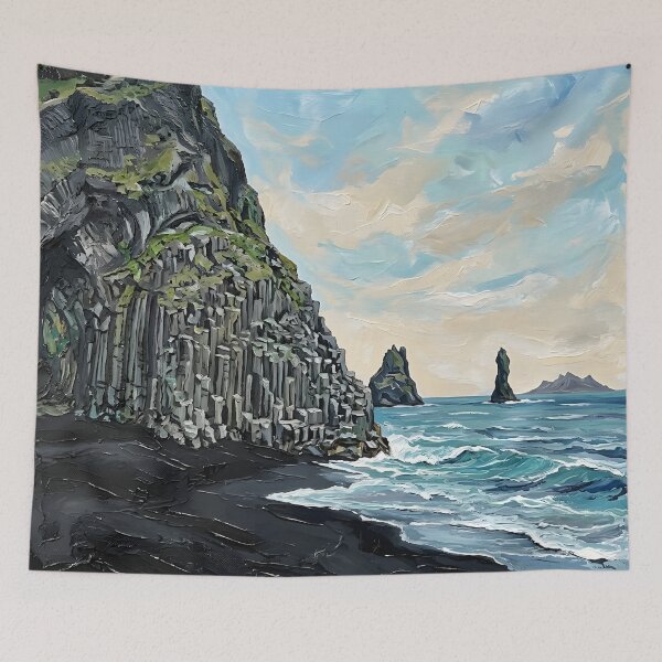 Item preview, Iceland Black Sand Beach Painting – Nordic Coastal Wall Art designed and sold by POSTERIOCREW.
