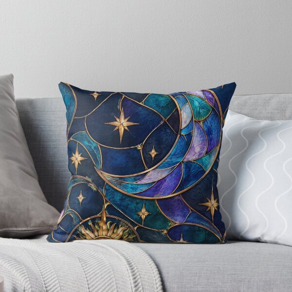 Item preview, Celestial and Moon Stained Glass AI art  designed and sold by Good4Vibez.
