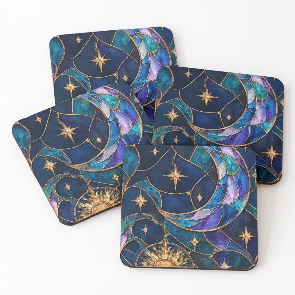 Item preview, Celestial and Moon Stained Glass AI art  designed and sold by Good4Vibez.