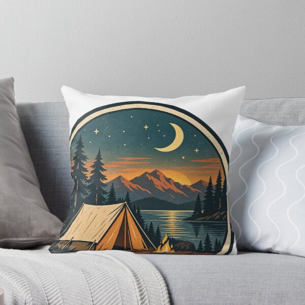 Item preview, Retro Campfire Lake Camping Badge designed and sold by Everyday Motif.