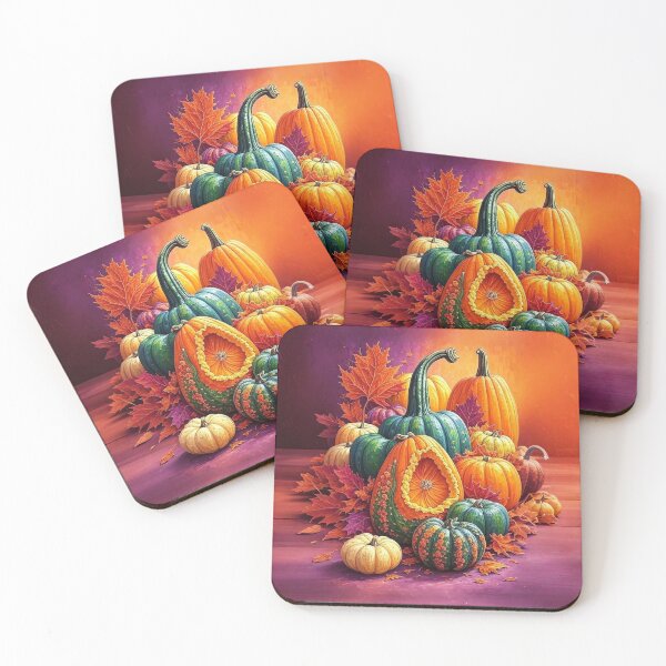 Item preview, Golden Harvest Carved Pumpkin and Autumn Leaves Decor designed and sold by KingsArtworx 2.