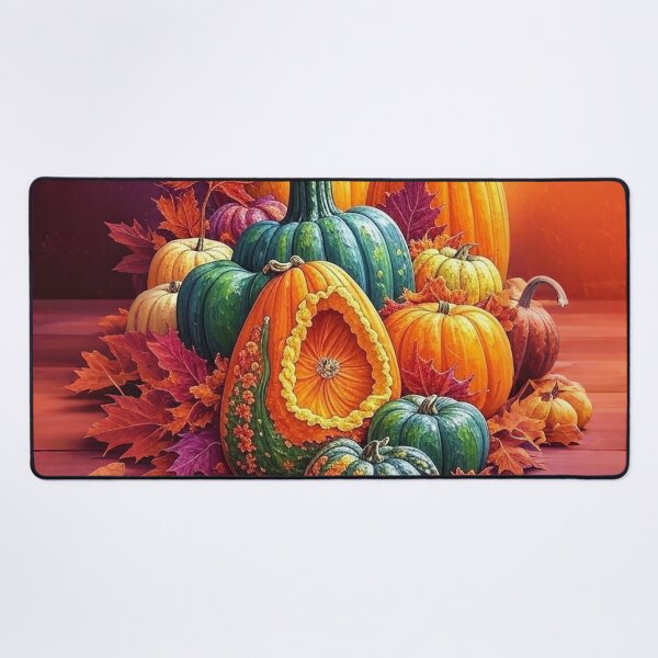 Item preview, Golden Harvest Carved Pumpkin and Autumn Leaves Decor designed and sold by KingsArtworx 2.
