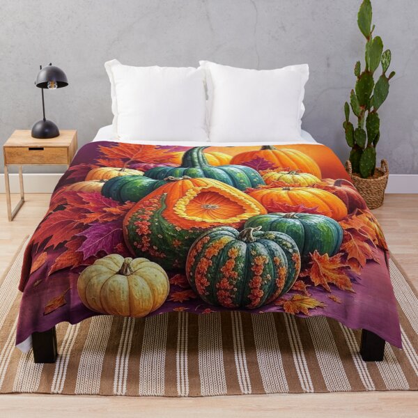 Item preview, Golden Harvest Carved Pumpkin and Autumn Leaves Decor designed and sold by KingsArtworx 2.