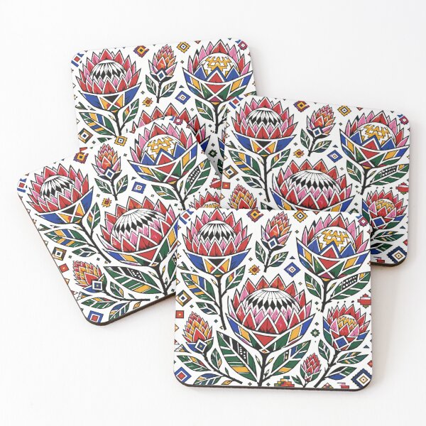 Item preview, Ndebele Folk Flowers – Geometric Protea Pattern designed and sold by MarekoraStudio.