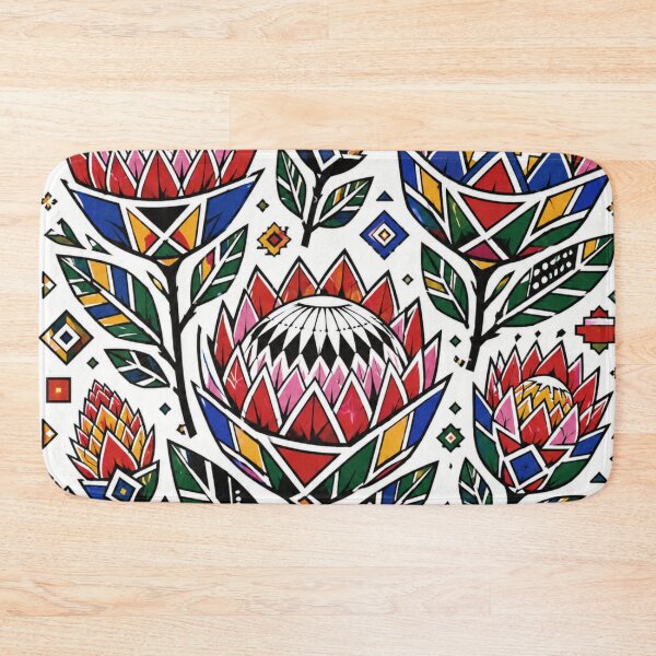 Item preview, Ndebele Folk Flowers – Geometric Protea Pattern designed and sold by MarekoraStudio.