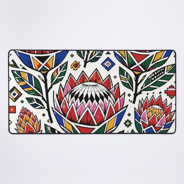 Item preview, Ndebele Folk Flowers – Geometric Protea Pattern designed and sold by MarekoraStudio.