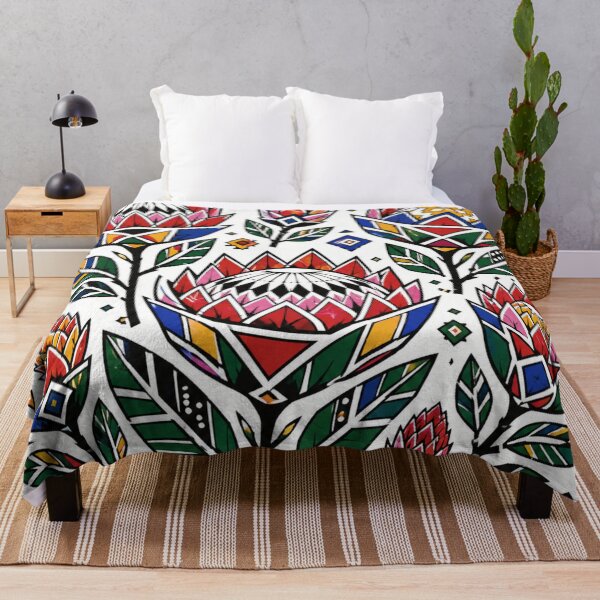 Item preview, Ndebele Folk Flowers – Geometric Protea Pattern designed and sold by MarekoraStudio.