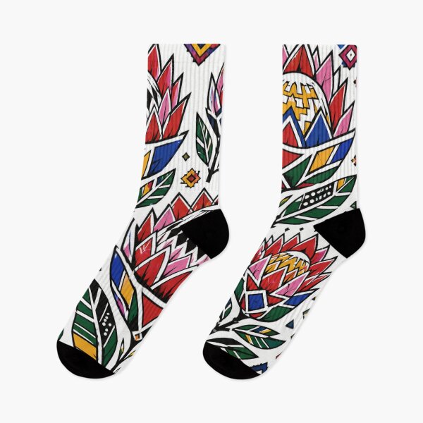 Item preview, Ndebele Folk Flowers – Geometric Protea Pattern designed and sold by MarekoraStudio.