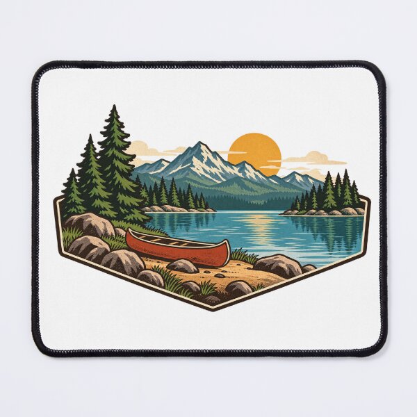 Item preview, Vintage Canoe Mountain Lake Adventure Badge designed and sold by Everyday Motif.