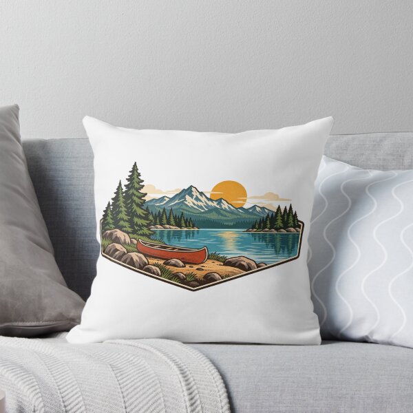 Item preview, Vintage Canoe Mountain Lake Adventure Badge designed and sold by Everyday Motif.