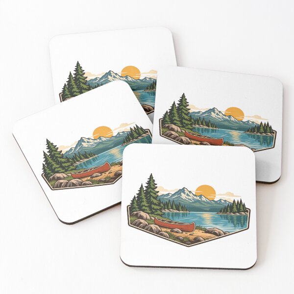Item preview, Vintage Canoe Mountain Lake Adventure Badge designed and sold by Everyday Motif.