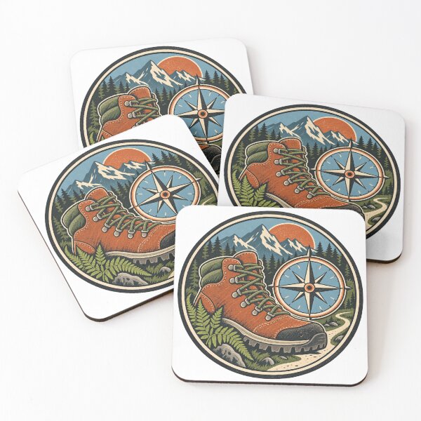 Item preview, Hiking Boot Compass Trail Adventure Badge designed and sold by Everyday Motif.