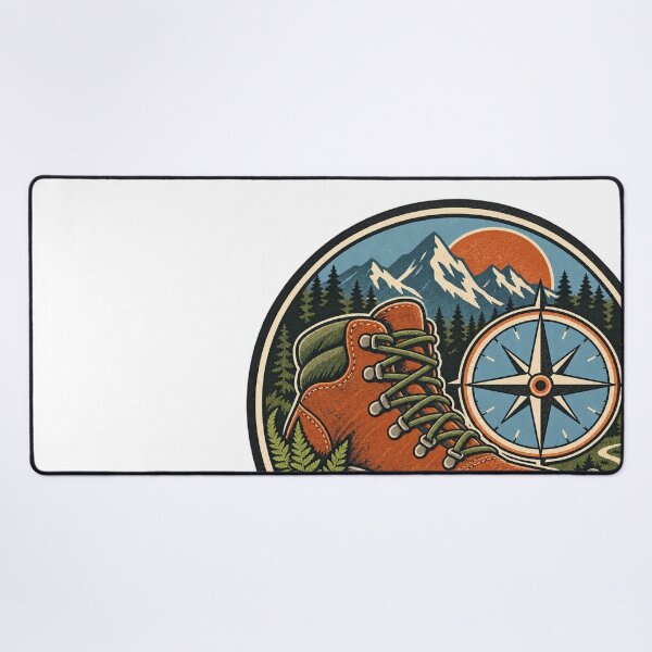 Item preview, Hiking Boot Compass Trail Adventure Badge designed and sold by Everyday Motif.