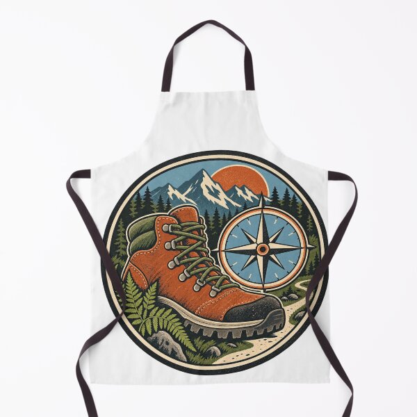 Item preview, Hiking Boot Compass Trail Adventure Badge designed and sold by Everyday Motif.