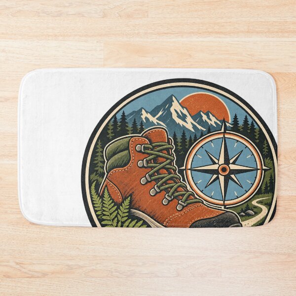 Item preview, Hiking Boot Compass Trail Adventure Badge designed and sold by Everyday Motif.