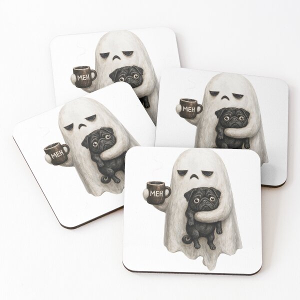 Item preview, Grumpy Ghost Pug Coffee, Black Pug Ghost designed and sold by sdhizasSuski.