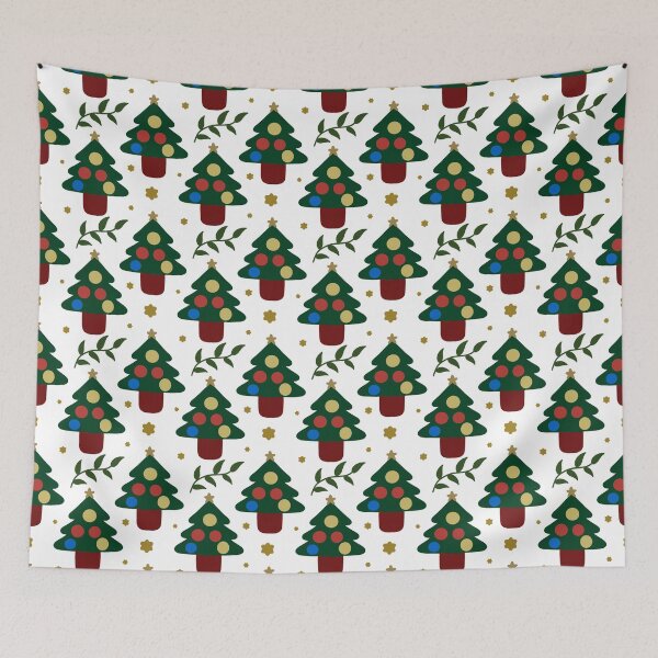 Item preview, Christmas Tree Bauble Pattern — Festive Green Gold Red Holiday Repeat Design designed and sold by HopeAndHustle.