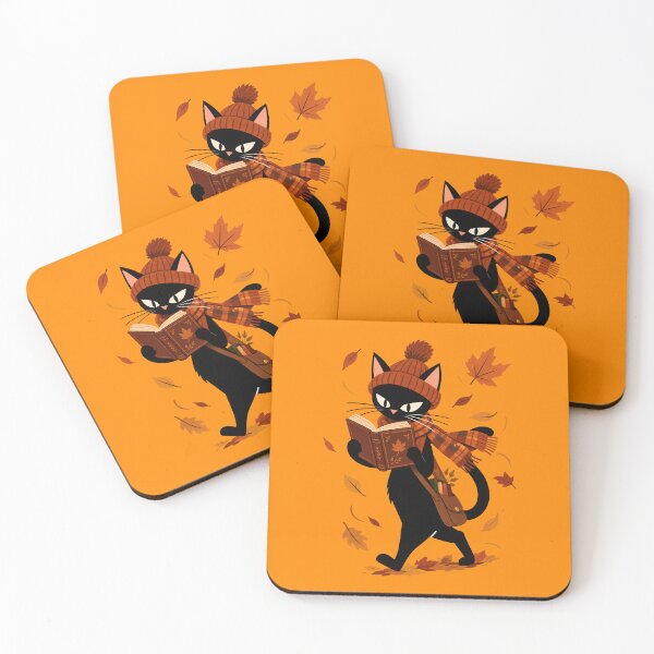 Item preview, Black Cat Reading Book Cozy Autumn Bookish Gift designed and sold by Artycom.