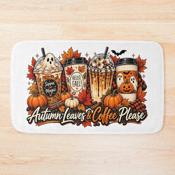 Item preview, Autumn Leaves & Coffee Please Fall Spooky Drinks Art designed and sold by DesignArtist.ia.