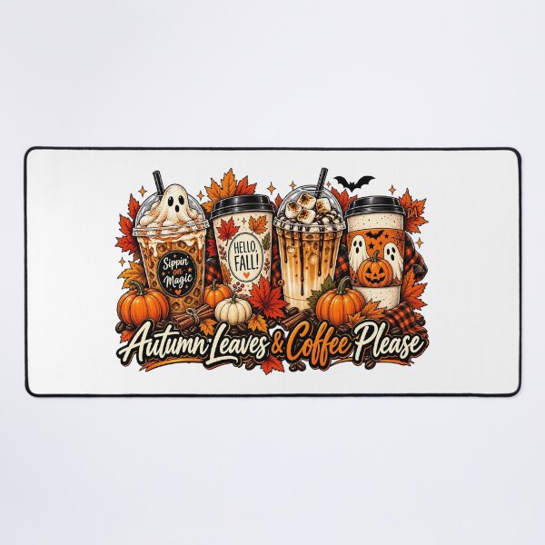 Item preview, Autumn Leaves & Coffee Please Fall Spooky Drinks Art designed and sold by DesignArtist.ia.