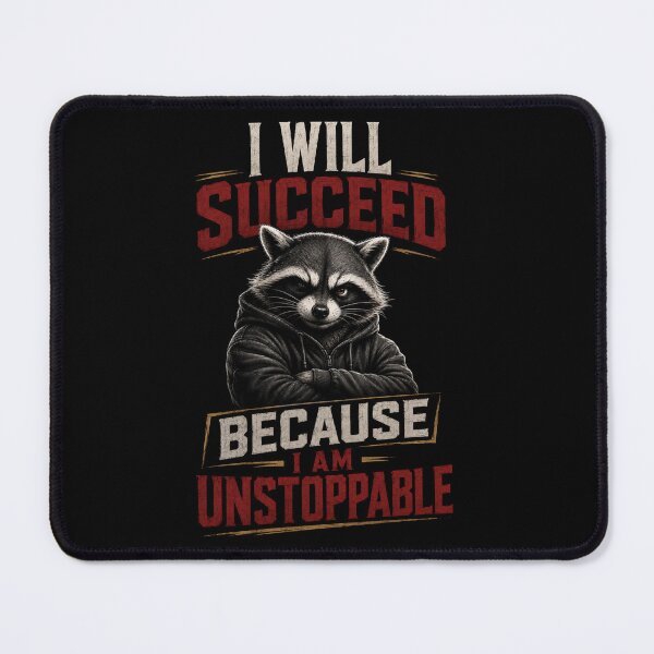 Item preview, I Will Succeed Because I Am Unstoppable Men's Raccoon Motivation designed and sold by Creative-Sanc.