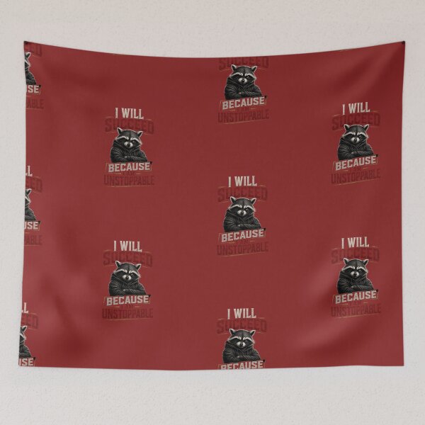 Item preview, I Will Succeed Because I Am Unstoppable Men's Raccoon Motivation designed and sold by Creative-Sanc.