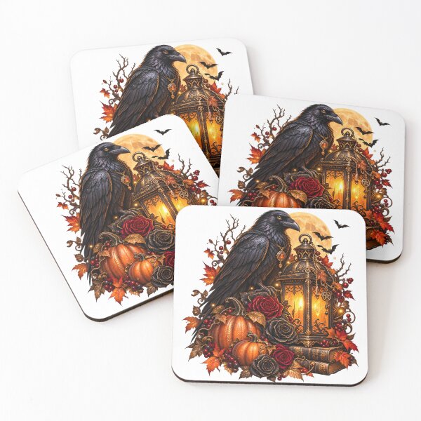 Item preview, Moonlit Raven & Golden Lantern – Gothic Halloween designed and sold by Clothes With Smiling Animals Walt Gral.