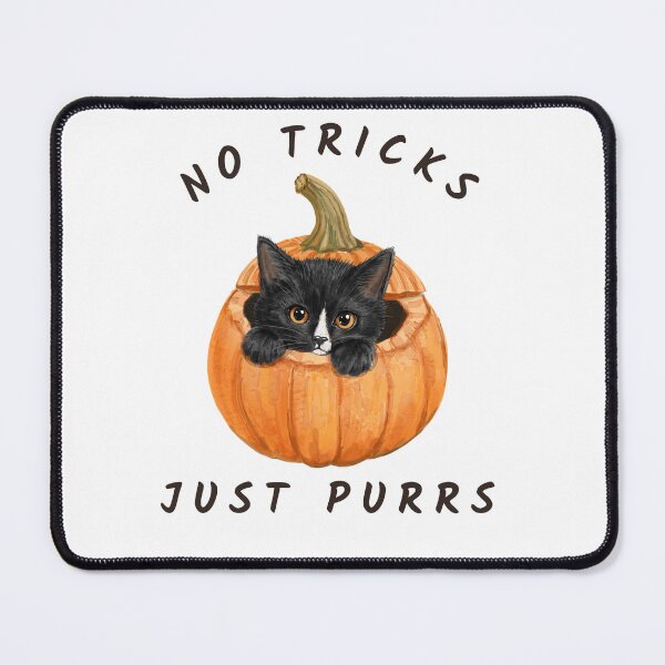 Item preview, No Tricks Just Purrs – Cute Halloween Cat in Pumpkin designed and sold by BotanicalInkArt.