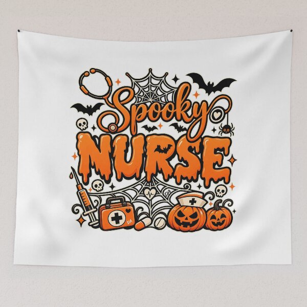 Item preview, Spooky Nurse Halloween Stethoscope Dripping Typography Art designed and sold by DesignArtist.ia.