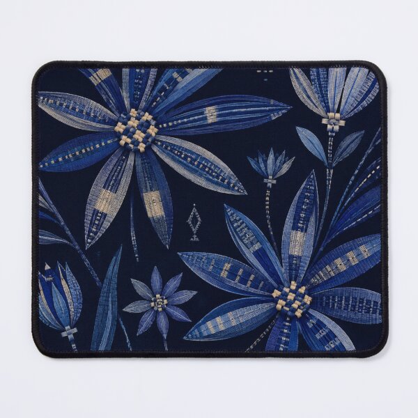 Item preview, Tuareg Indigo Folk Flowers – Sahara Woven Floral Pattern designed and sold by MarekoraStudio.