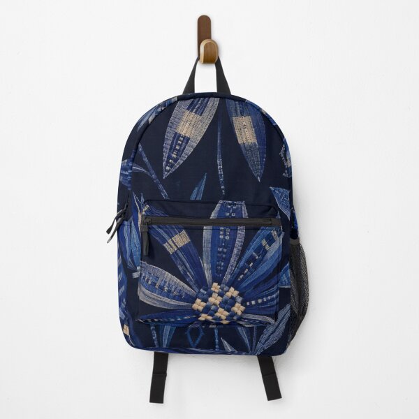 Item preview, Tuareg Indigo Folk Flowers – Sahara Woven Floral Pattern designed and sold by MarekoraStudio.
