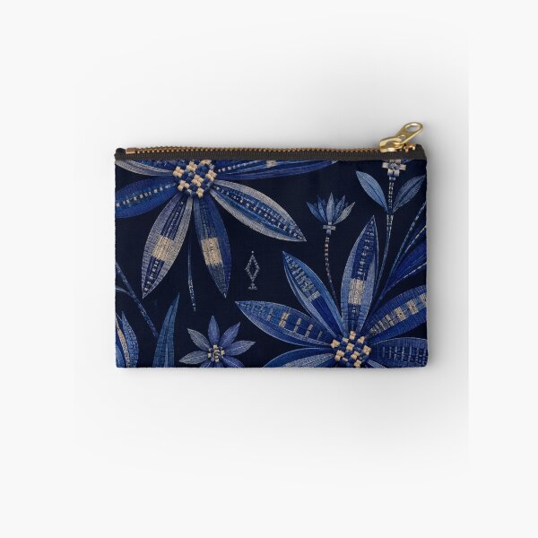 Item preview, Tuareg Indigo Folk Flowers – Sahara Woven Floral Pattern designed and sold by MarekoraStudio.