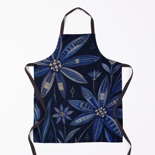 Item preview, Tuareg Indigo Folk Flowers – Sahara Woven Floral Pattern designed and sold by MarekoraStudio.