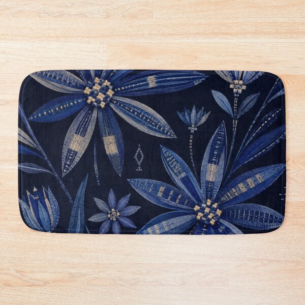 Item preview, Tuareg Indigo Folk Flowers – Sahara Woven Floral Pattern designed and sold by MarekoraStudio.