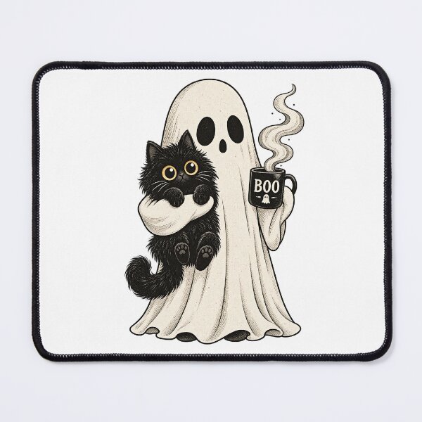 Item preview, Cute Ghost Holding Black Cat Coffee Mug Halloween Art designed and sold by DesignArtist.ia.