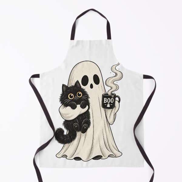 Item preview, Cute Ghost Holding Black Cat Coffee Mug Halloween Art    designed and sold by DesignArtist.ia.