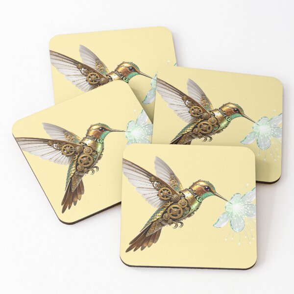 Item preview, Steampunk Mechanical Hummingbird with Glowing Flower designed and sold by LEOYinger.