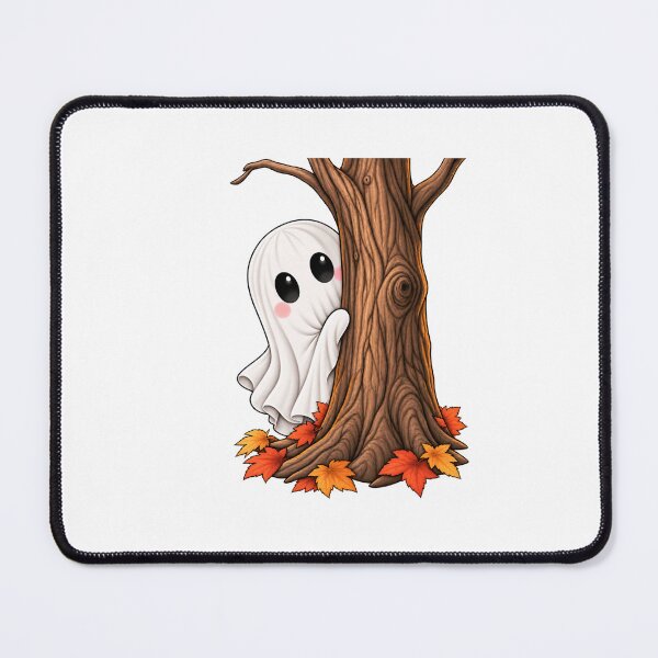 Item preview, Cute Ghost Playing Hide and Seek Behind a Tree designed and sold by House Of Hauntlings.