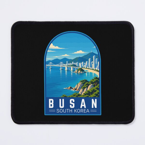 Item preview, Busan in South Korea, Vintage Travel Art Emblem designed and sold by MaateoDesign.