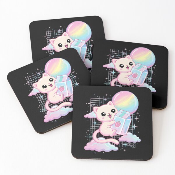 Item preview, Vaporwave Cat Strawberry Milk Aesthetic Japanese designed and sold by Hedoraxe.